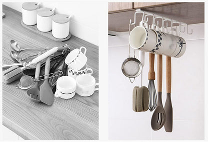 Mug Hooks Under Cabinet, Coffee Cup Cabinet No Drilling Hanger Hanging Cups Organizer for Kitchen Utensil Storage