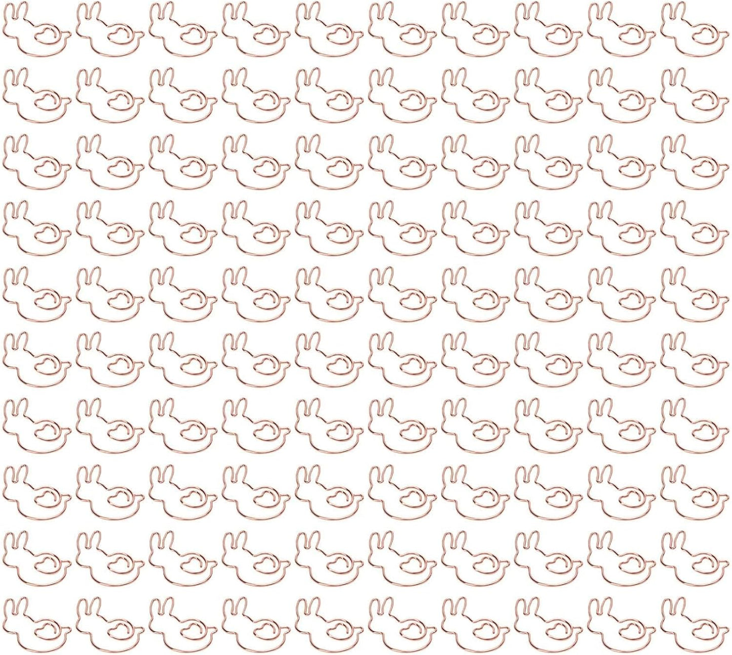 100PCS Rabbit Shape Paper Clips, Rose Gold Bunny Paperclips Decorative Clips Cute Animals Bookmark for Office School Home Desk Organizers