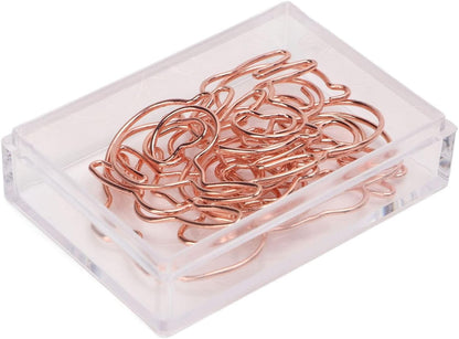 100PCS Rabbit Shape Paper Clips, Rose Gold Bunny Paperclips Decorative Clips Cute Animals Bookmark for Office School Home Desk Organizers