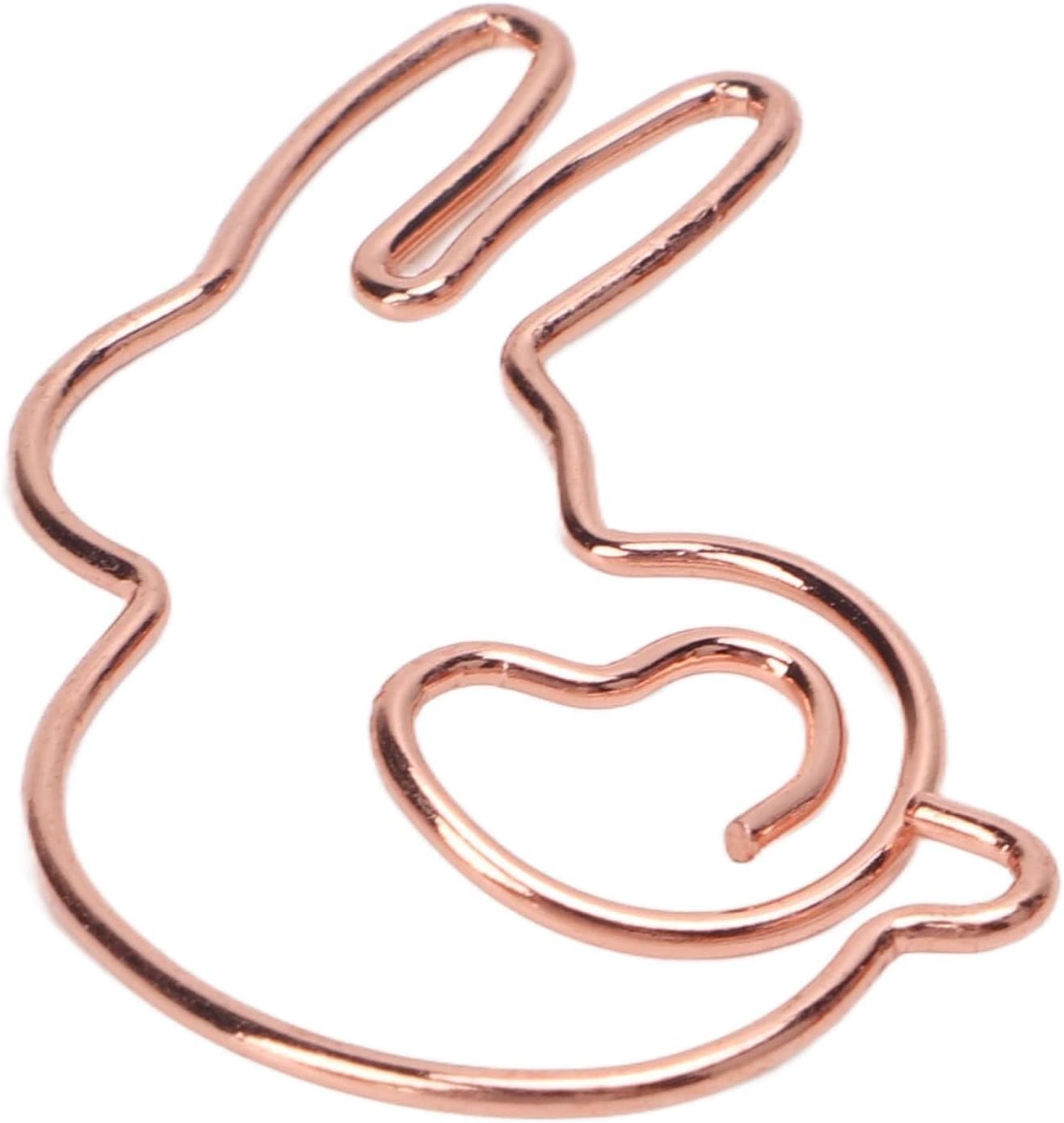 100PCS Rabbit Shape Paper Clips, Rose Gold Bunny Paperclips Decorative Clips Cute Animals Bookmark for Office School Home Desk Organizers