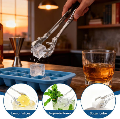 Stainless Steel Claw-Style Ice Tongs, Bar Hockey Special Eagle Claw Shape Tongs Serving Chicken Feet