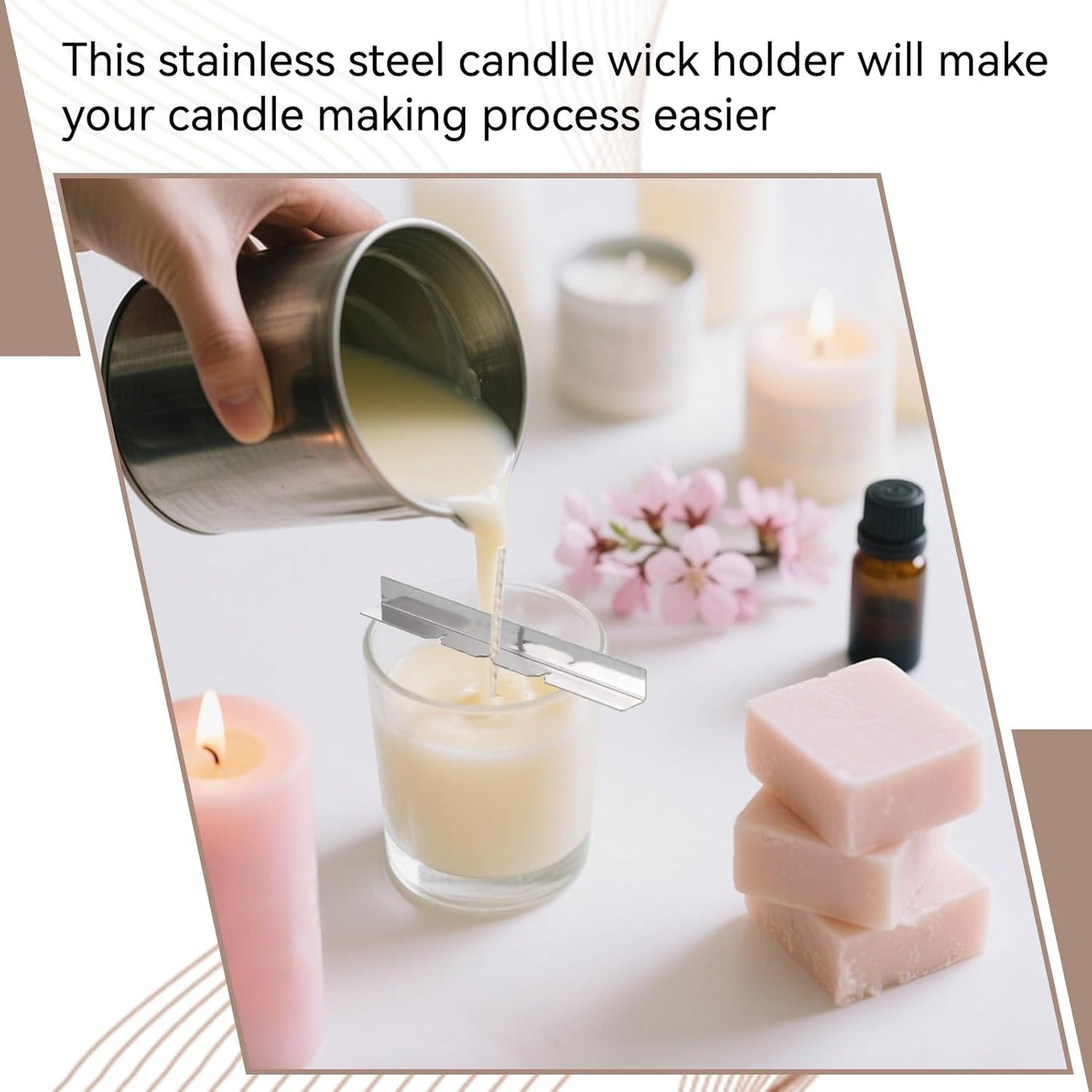 10PCS Metal Candle Wick Holder, Holders for Making Centering Tool Stainless Steel Device DIY Craft
