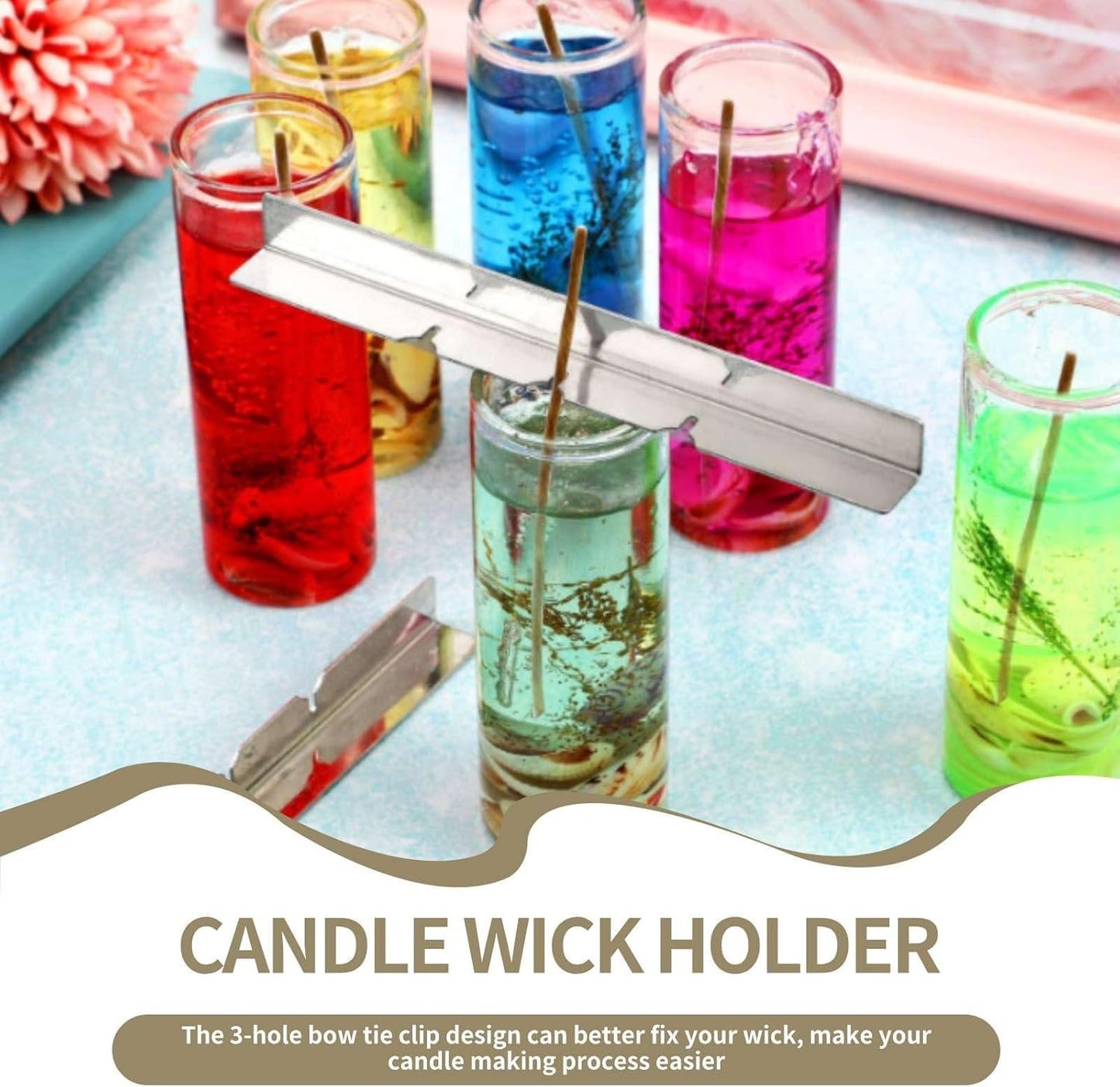 10PCS Metal Candle Wick Holder, Holders for Making Centering Tool Stainless Steel Device DIY Craft