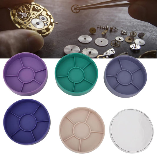 5 Layer Watch Parts Storage Box, Plastic Tray Watchmaker Repair Tool Container for Screw Component Movement Hardware Part (Round)  Redondo