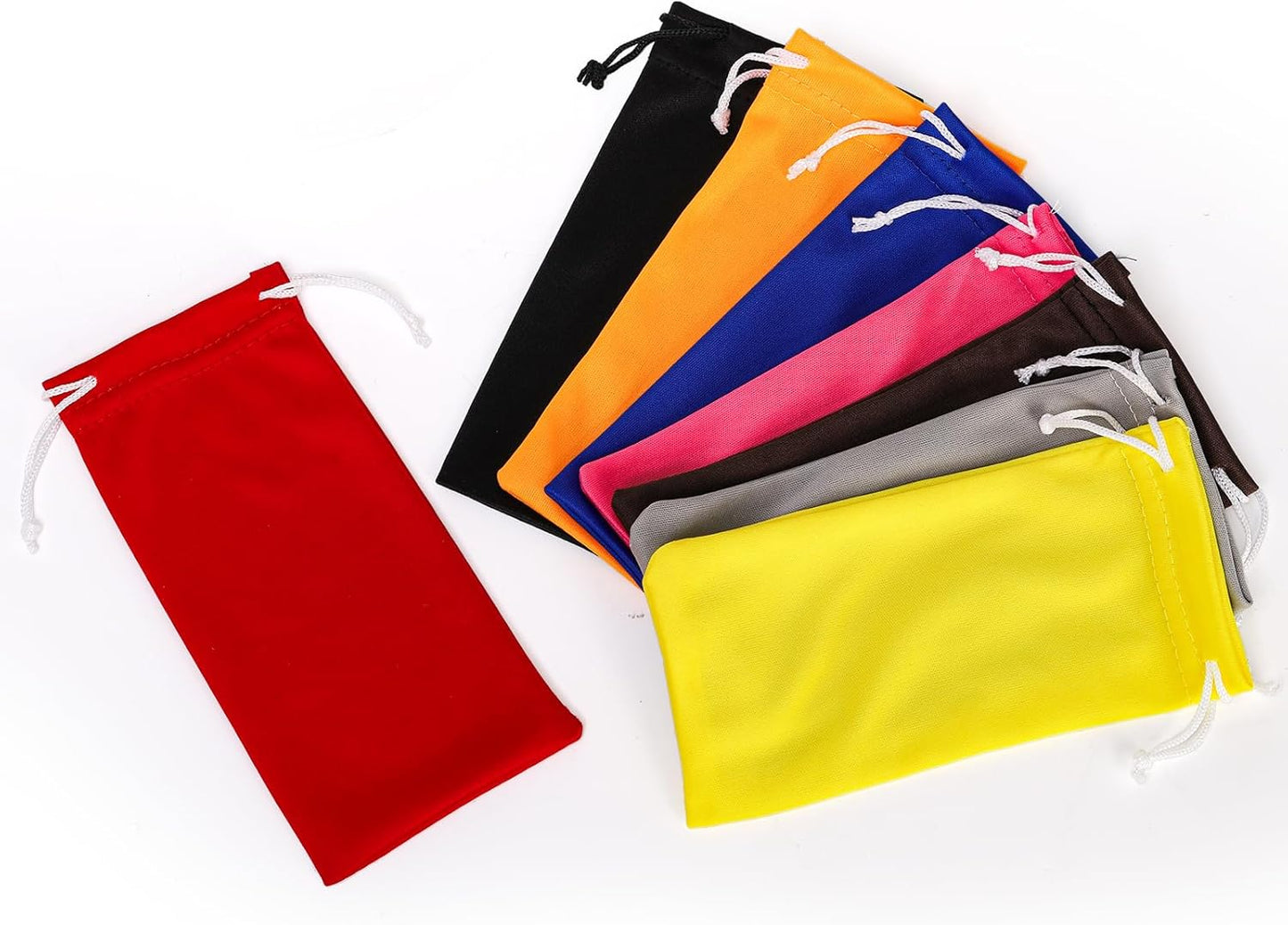 80 Packs Glasses Pouch, Microfiber Sunglasses Soft Case with Drawstring Closure, Gadgets, Black, Blue, Red, Orange, Pink, Brown, Gray, Yellow