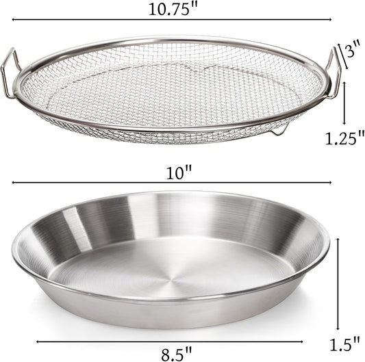 10.3" Kitchen Oil Filter Tray, Stainless Steel Air Fryer Mesh Pan, Draining Basket Accessories for Fried Food, Cooking Net Strainer Colander Barbecue Grill Vegetable Dessert