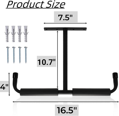 4 Pack Overhead Garage Storage Hooks, 16.5" Heavy Duty Ceiling Mount Hangers, Double T-Bar Metal Ladder Racks, Hanging for Bike, Pipe Lumber, Fishing Rod, Sports Equipment
