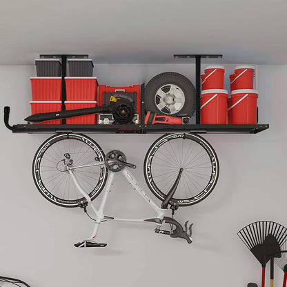 4 Pack Overhead Garage Storage Hooks, 16.5" Heavy Duty Ceiling Mount Hangers, Double T-Bar Metal Ladder Racks, Hanging for Bike, Pipe Lumber, Fishing Rod, Sports Equipment