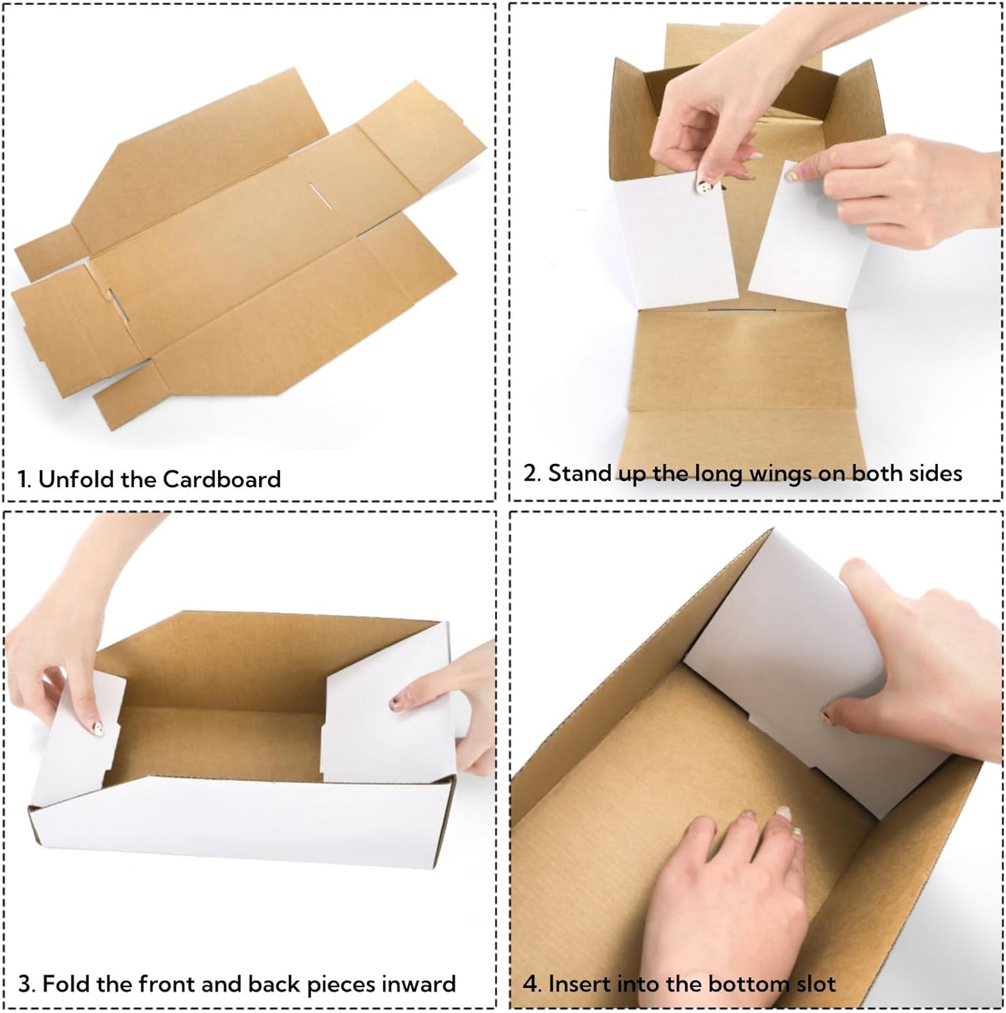 35 Pack Cardboard Storage Bins, 12" x 6" 4.5" Corrugated Open Top Box, White Pantry Shelf Organizer Bins for Parts Snacks, Ideal Garage Warehouse Home Packing Moving, Easy Assembly