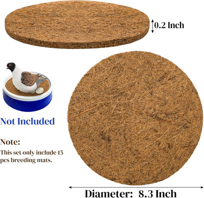15 Packs Pigeon Nest Pads, Bird Breeding Mat for Chicken, Natural Coconut Fiber Egg Mat, Nesting Bowl Box Pad Parakeet Hatching Bedding Accessories
