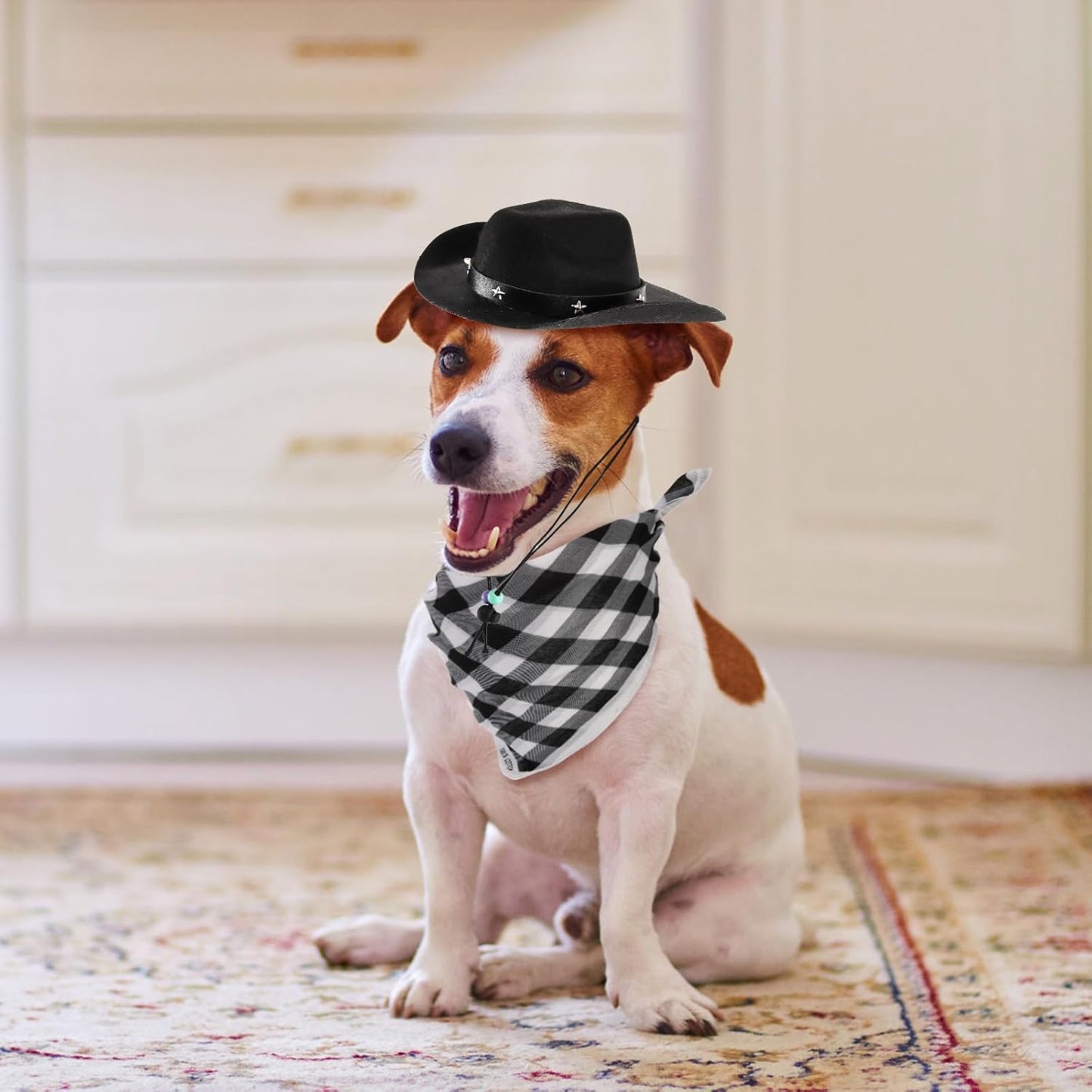4 Pack Pet Cowboy Costume Accessories Set, 2 Pcs Hat and Bandana Scarf, Puppy Kitten Halloween Christmas Costume, West Party Cosplay Wearing for Cats Small Dogs