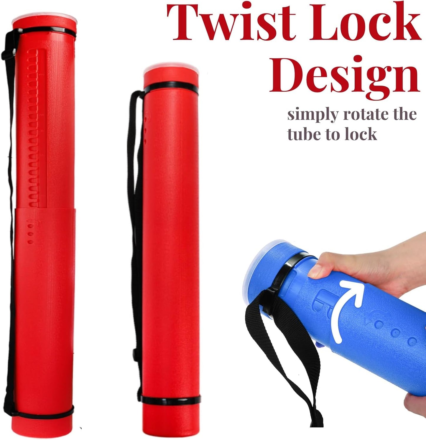 3 Packs Extendable Poster Tube, 25" to 42.5" Waterproof Blueprint Holder with Strap, Portable Telescoping Carrying Case Lid for Maps, Art and Drawings, Round Storage Container Document