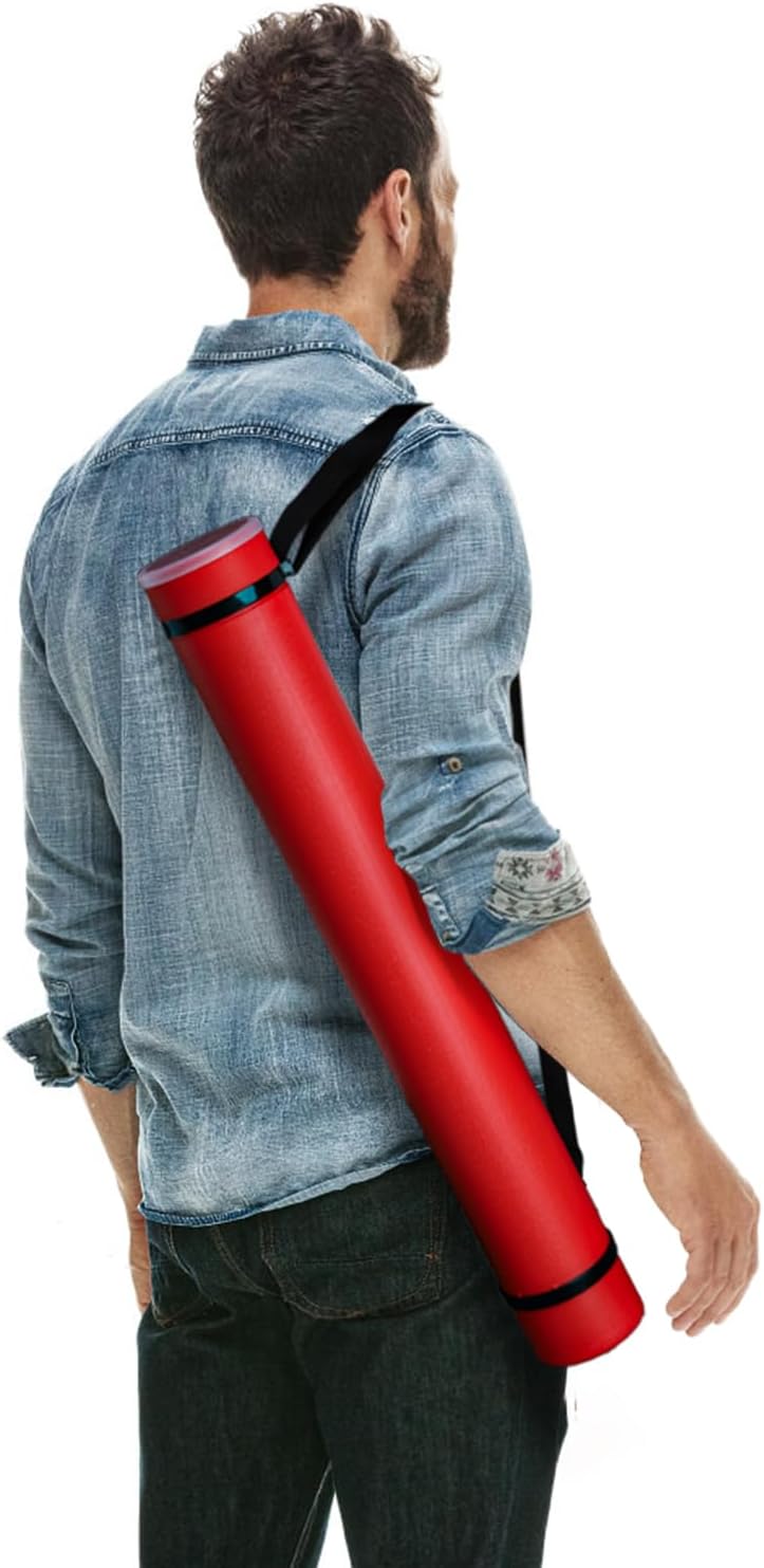 3 Packs Extendable Poster Tube, 25" to 42.5" Waterproof Blueprint Holder with Strap, Portable Telescoping Carrying Case Lid for Maps, Art and Drawings, Round Storage Container Document
