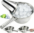 2 Pack 55 OZ Metal Ice Scoop, Large Stainless Steel Scooper, Heavy-Duty Flat Bottom Scoops, Stackable Durable Feed Grain Scoop for Restaurant, Kitchen, Bulk Food, Farm Feed, 1.72 Quart