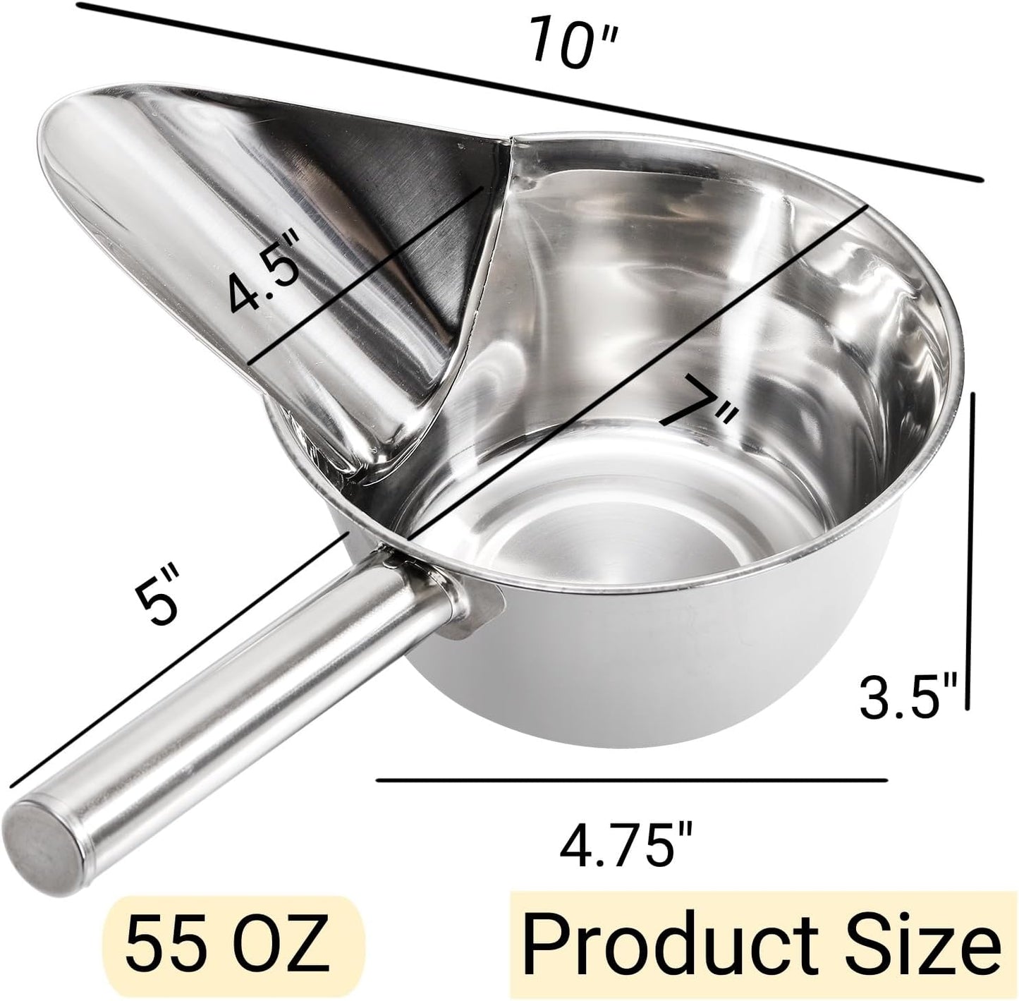 2 Pack 55 OZ Metal Ice Scoop, Large Stainless Steel Scooper, Heavy-Duty Flat Bottom Scoops, Stackable Durable Feed Grain Scoop for Restaurant, Kitchen, Bulk Food, Farm Feed, 1.72 Quart