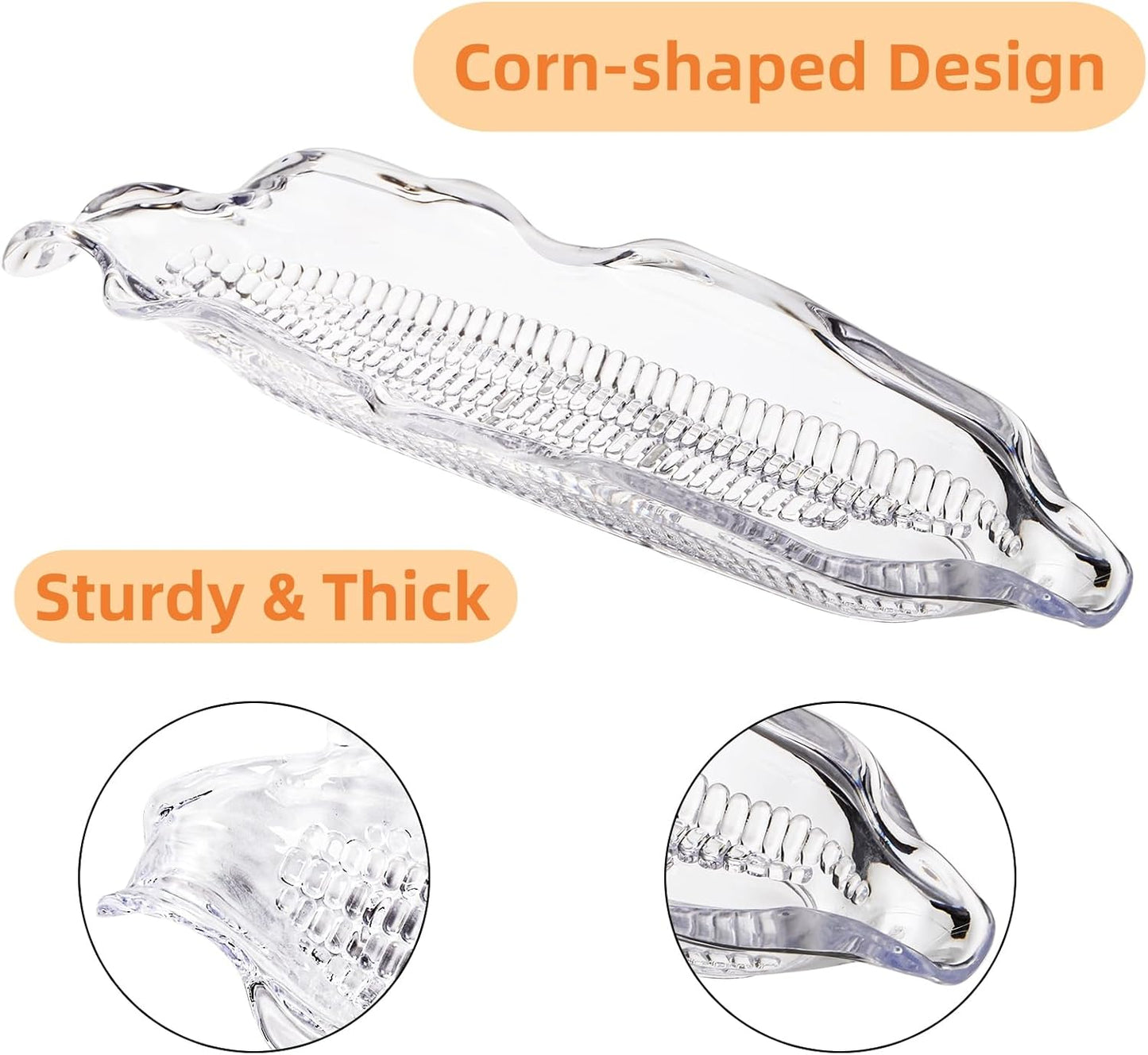 18 Pcs Corn Dish Set, Clear Plastic Tray with 8 Cob Holders, Transparent on The Dinnerware Barbecue Service Stainless Steel Skewer Needle for Sweet Butter