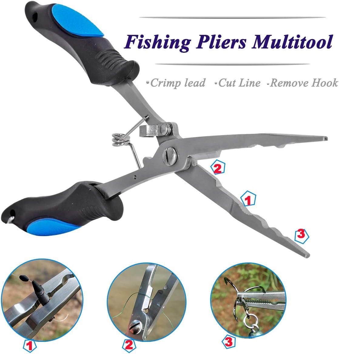Vishaaktang - Hook Remover - Stainless Steel - Long Nose Hook Remover - With Sheath and Lanyard - Suitable for Line Clippers.