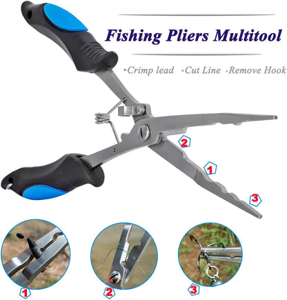 Vishaaktang - Hook Remover - Stainless Steel - Long Nose Hook Remover - With Sheath and Lanyard - Suitable for Line Clippers.