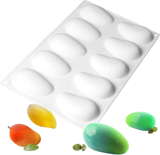 Mango silicone mould - For baking mousse cakes - fruit French desserts, pastries, chocolate, ice cream - cake decoration moulds - 3D mango shape - 10 cavities.