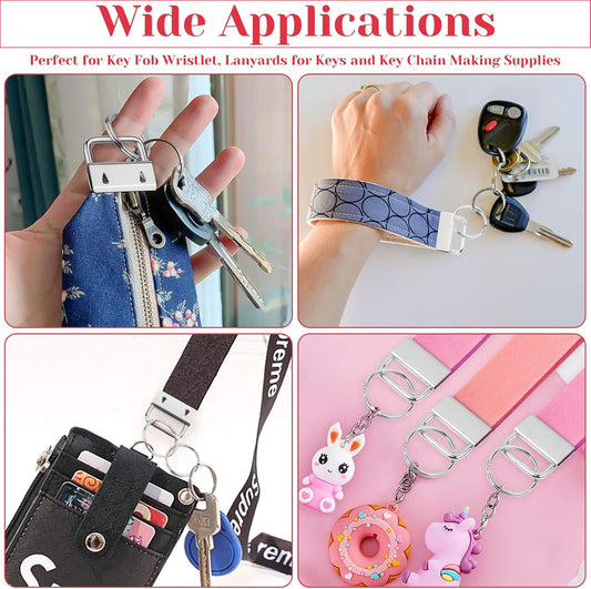 Keychain Hardware Kit - 50 pieces - Lanyard Keychains - 1 inch - With Keychain Pliers - Hardware Supplies for Keychains and Wrist Clips.