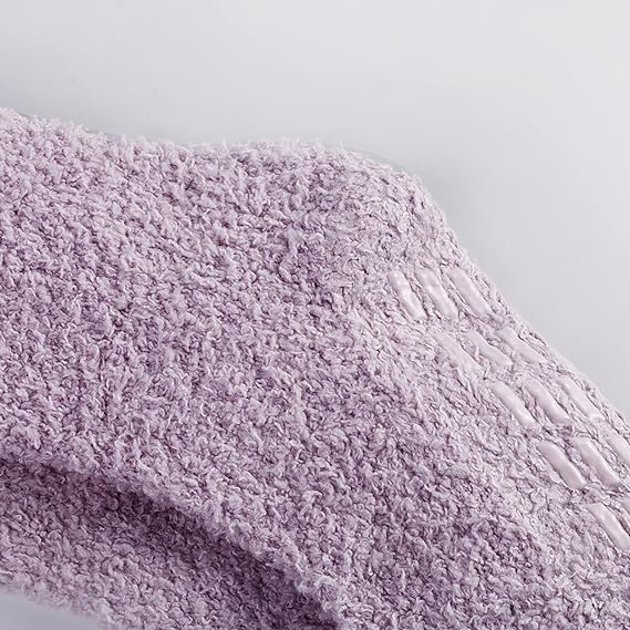 Non-slip socks - Coral fleece socks - with grip - lint-free - suitable for ladies - 4 pairs - gift.