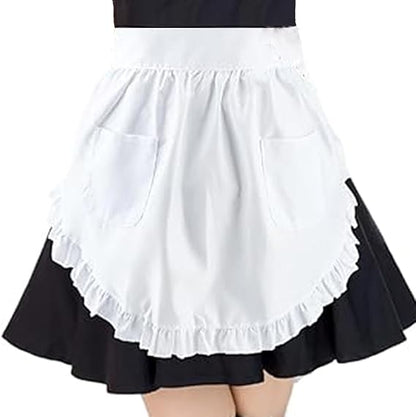 White apron - Waitress apron - Ladies - Waist apron - With two pockets - Half apron - Waitress - Server - Role play - Kitchen cooking restaurant coffee shop