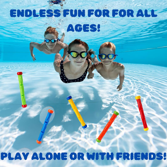 Diving stick - Dive toys - Kids' pool toys - Suitable for children aged 8-12 years - Pool toys - Colourful - Fast sinking - 5 colours.