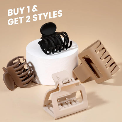 Hairpins - claw clips - ladies' hairpins - ladies' hair accessories - matte hairpins - 8 pieces - rectangular and double row small claw clips - non-slip pins - beige - khaki - brown - black