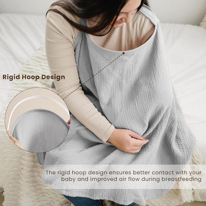Breastfeeding bib - Smooth woven fabric for breastfeeding babies - Breathable - Pure cotton - Breastfeeding covers - Breastfeeding bib for mothers - Multifunctional car seat cover - Beige.