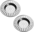 RVS kitchen drain plug - standard drain plug and hair/food catcher for bathroom - kitchen and shower (7.6 cm outer diameter - 4.5 cm inner diameter - 2-pack).