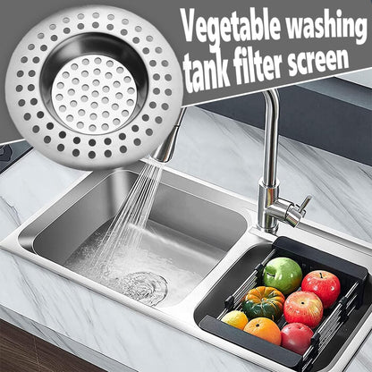 RVS kitchen drain plug - standard drain plug and hair/food catcher for bathroom - kitchen and shower (7.6 cm outer diameter - 4.5 cm inner diameter - 2-pack).