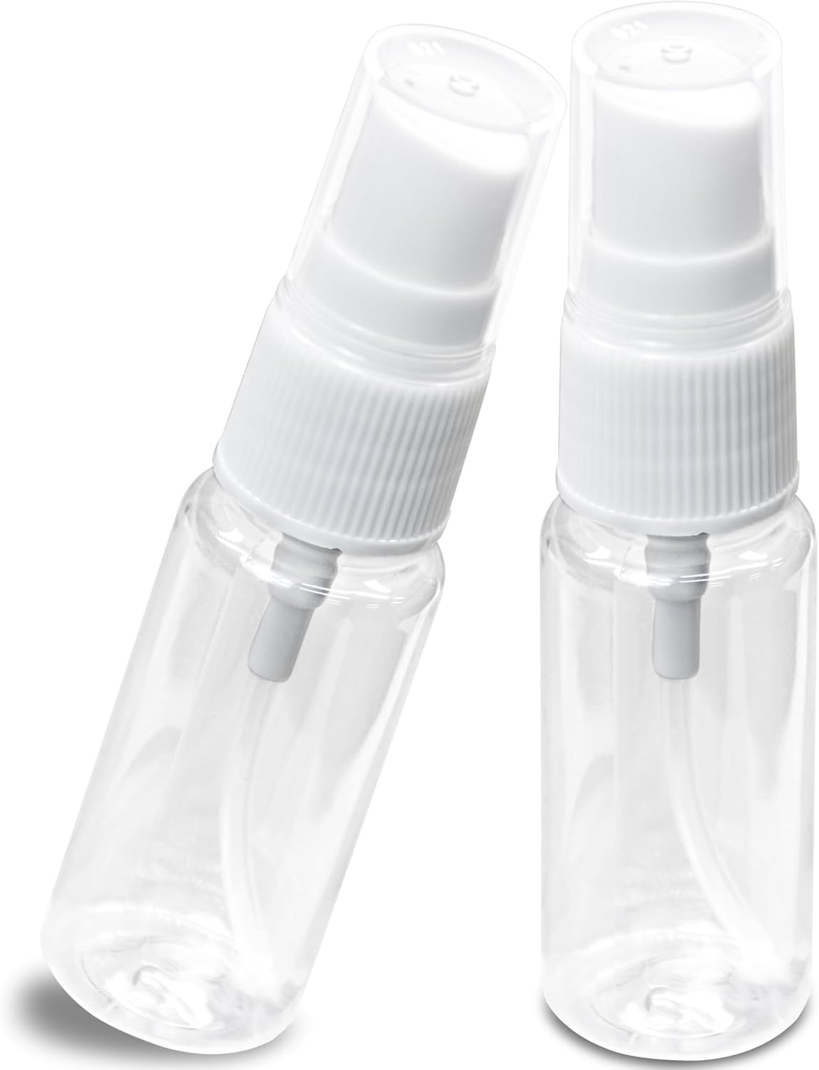 20 ml spray bottle - 2 mini spray bottles in travel size - clear plastic fine mist sprayer - compact travel-sized toiletries and cosmetics for vacation.