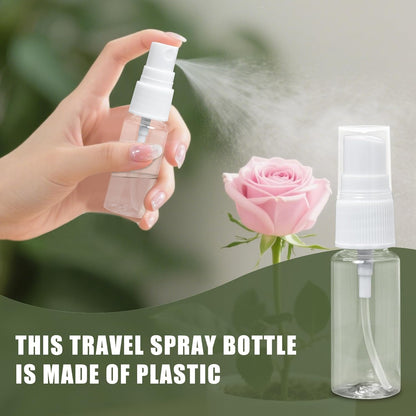 20 ml spray bottle - 2 mini spray bottles in travel size - clear plastic fine mist sprayer - compact travel-sized toiletries and cosmetics for vacation.