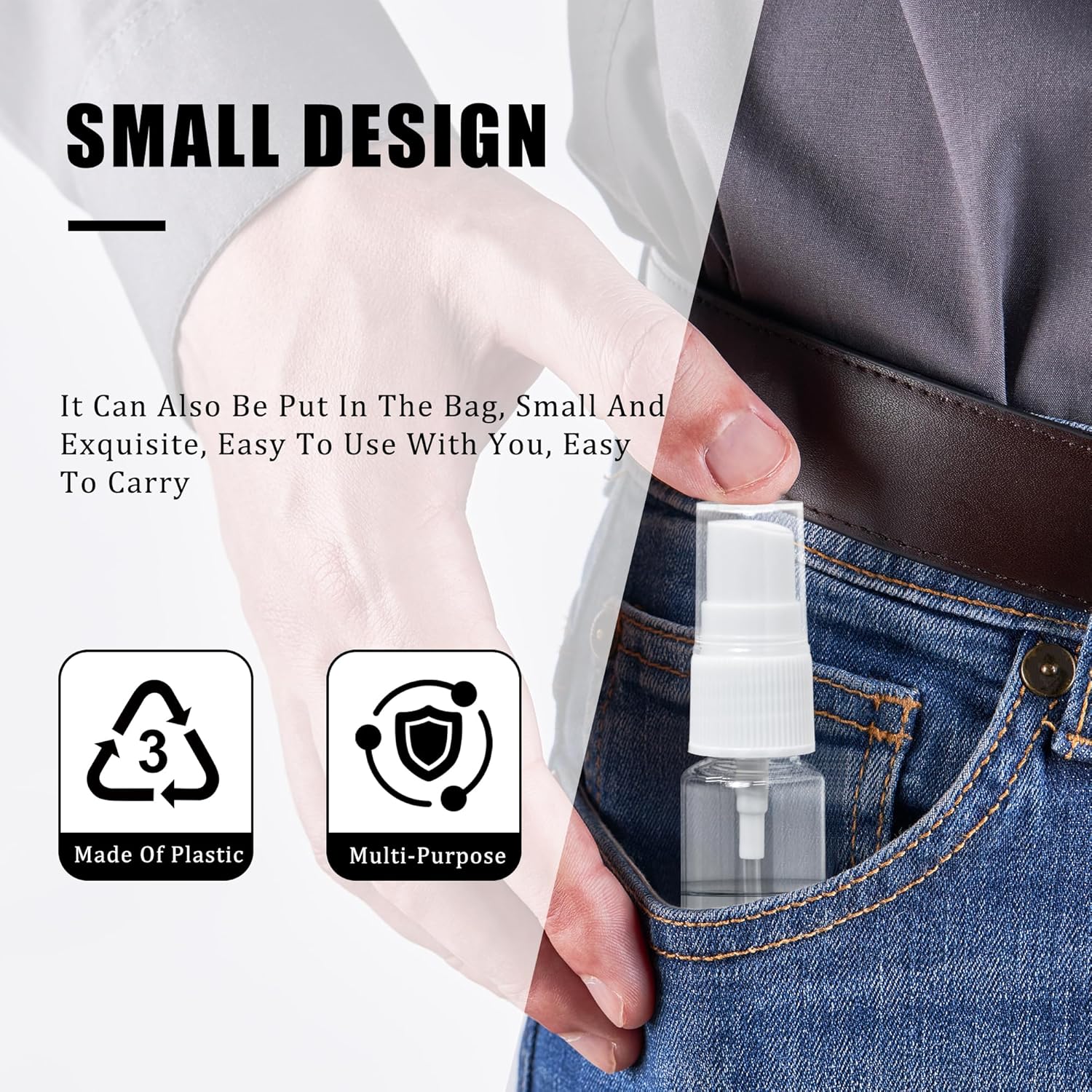 20 ml spray bottle - 2 mini spray bottles in travel size - clear plastic fine mist sprayer - compact travel-sized toiletries and cosmetics for vacation.