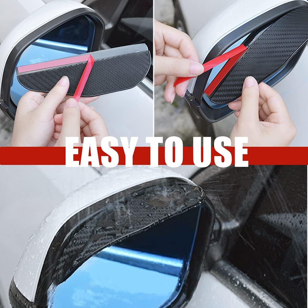 1 pair car side mirror rain cover smoke cap universal carbon fiber rearview mirror side mirror for SUV truck accessories.