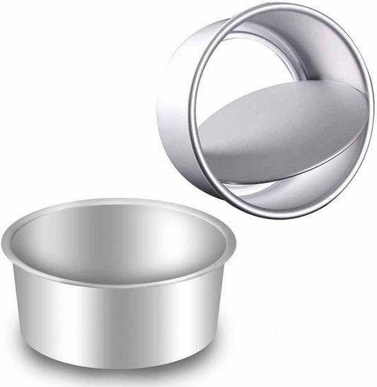 2-Pack 6-Inch Cake Pans Non-Stick Deep Aluminium Round Cake Pans with Removable Bottom for Baking - Baking - Weddings - Birthdays - Christmas Celebrations.