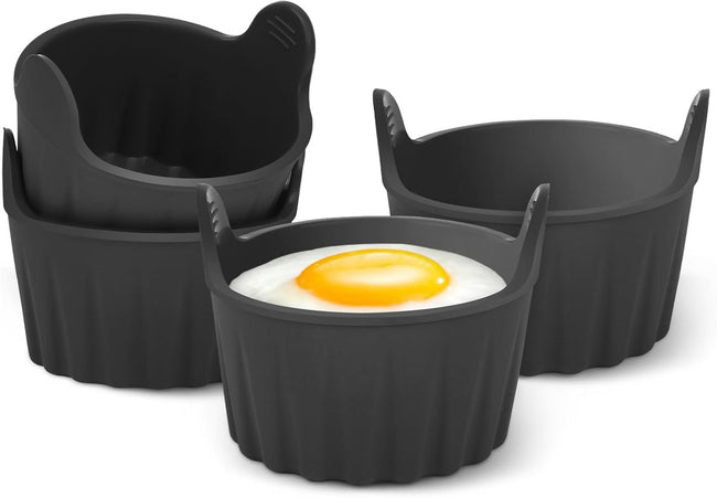 4-piece egg poacher for the airfryer - baking tray specially for the airfryer - egg poacher for the microwave - shape for poached eggs of food grade quality and baking tray for making soufflÃ©s - muffins - cupcakes - custard and pudding.. Hover Image