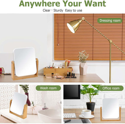 Desk mirror with standard 1x/3x magnification - double-sided - 360-degree swivel - portable vanity mirror with magnifying glass.
