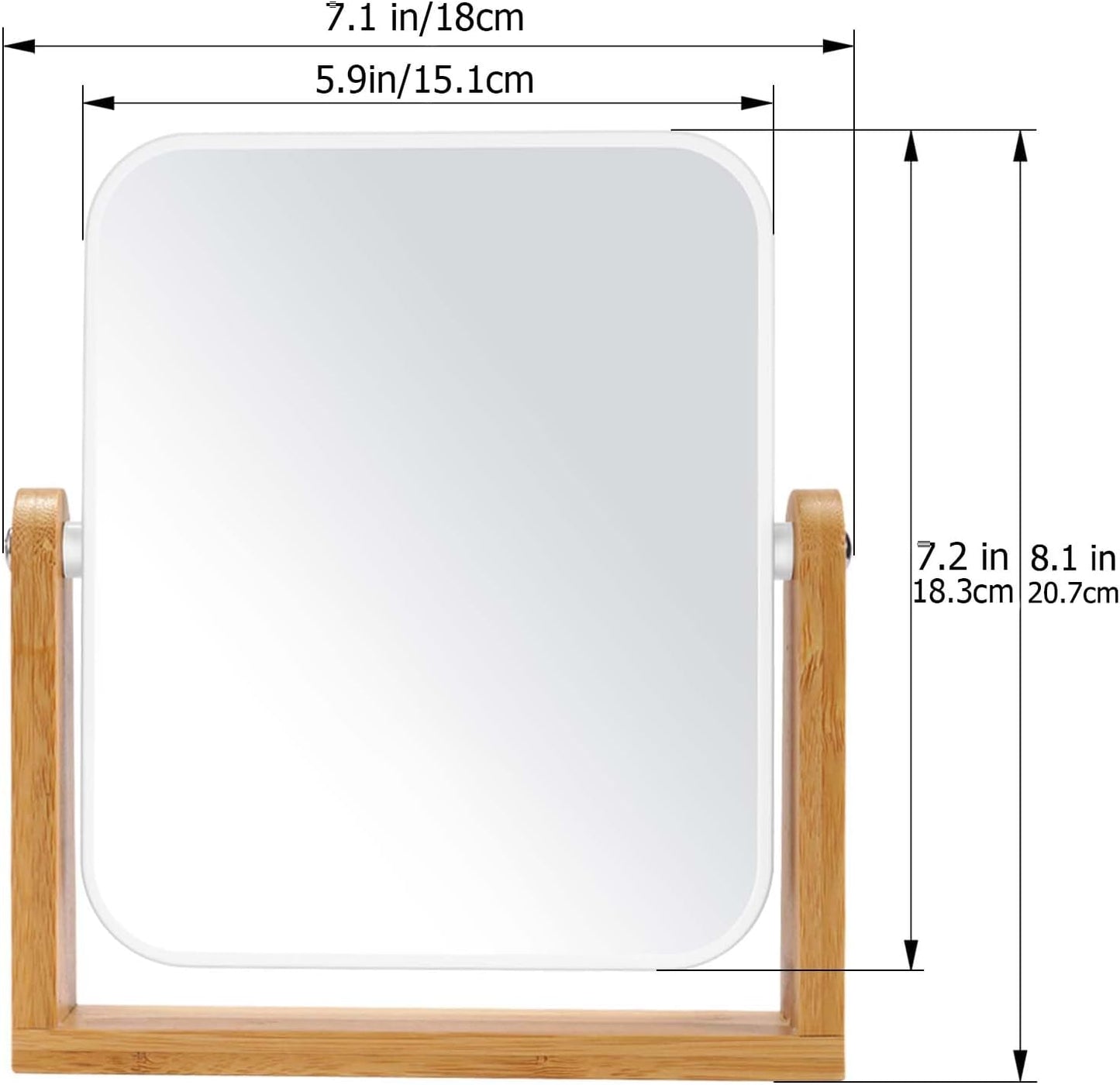 Desk mirror with standard 1x/3x magnification - double-sided - 360-degree swivel - portable vanity mirror with magnifying glass.