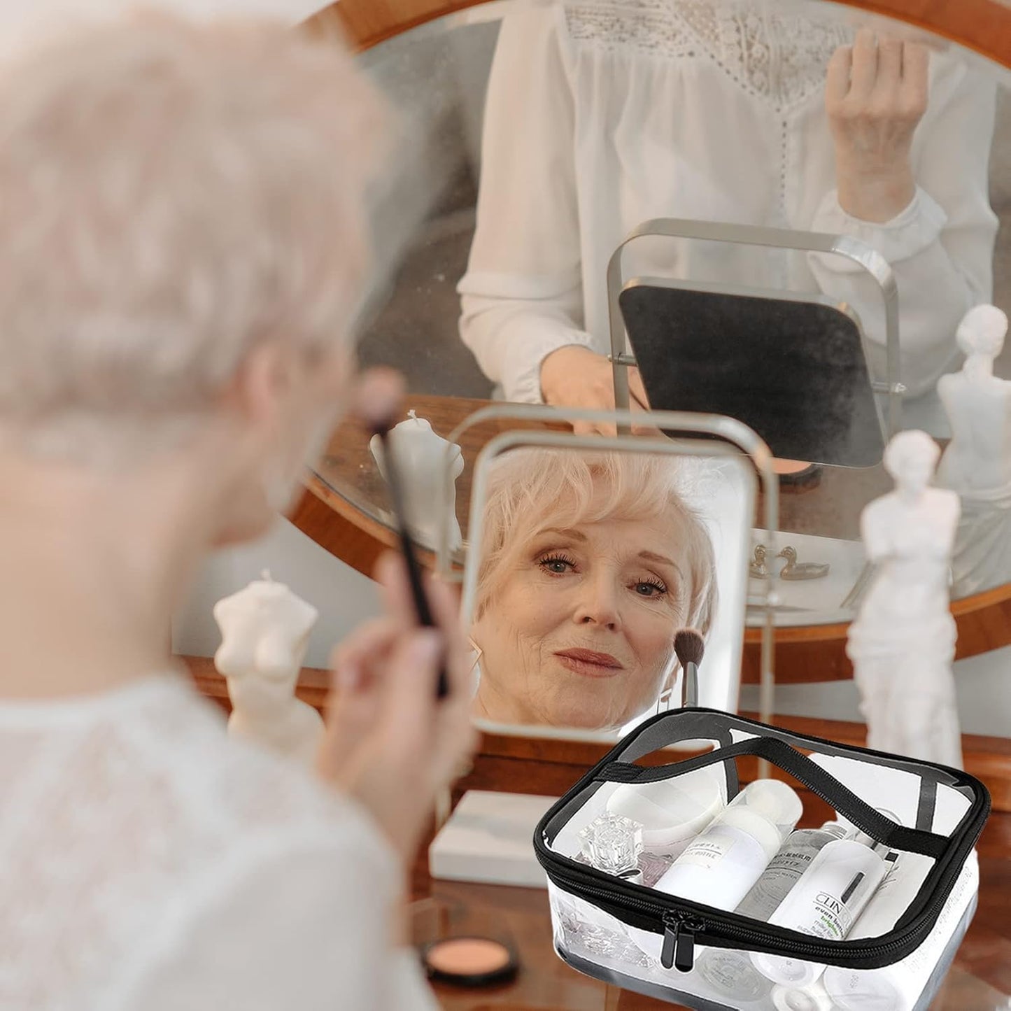 Transparent toilet bags - 2 pieces of portable makeup bags. Transparent cosmetic bag with handle - zip - waterproof travel bag.