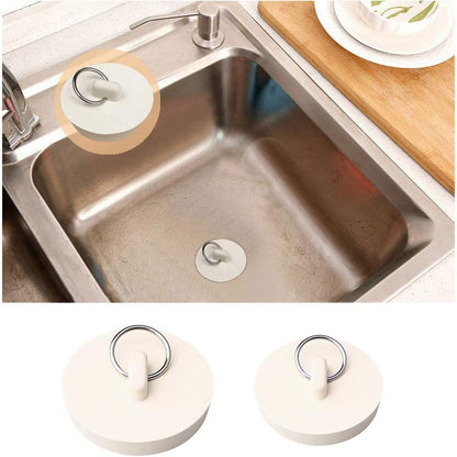 Set of 4 sink plugs - drain plugs - rubber drain stoppers and kitchen sink plugs with hanging ring - Suitable for bathtubs and bathrooms (4 sizes)