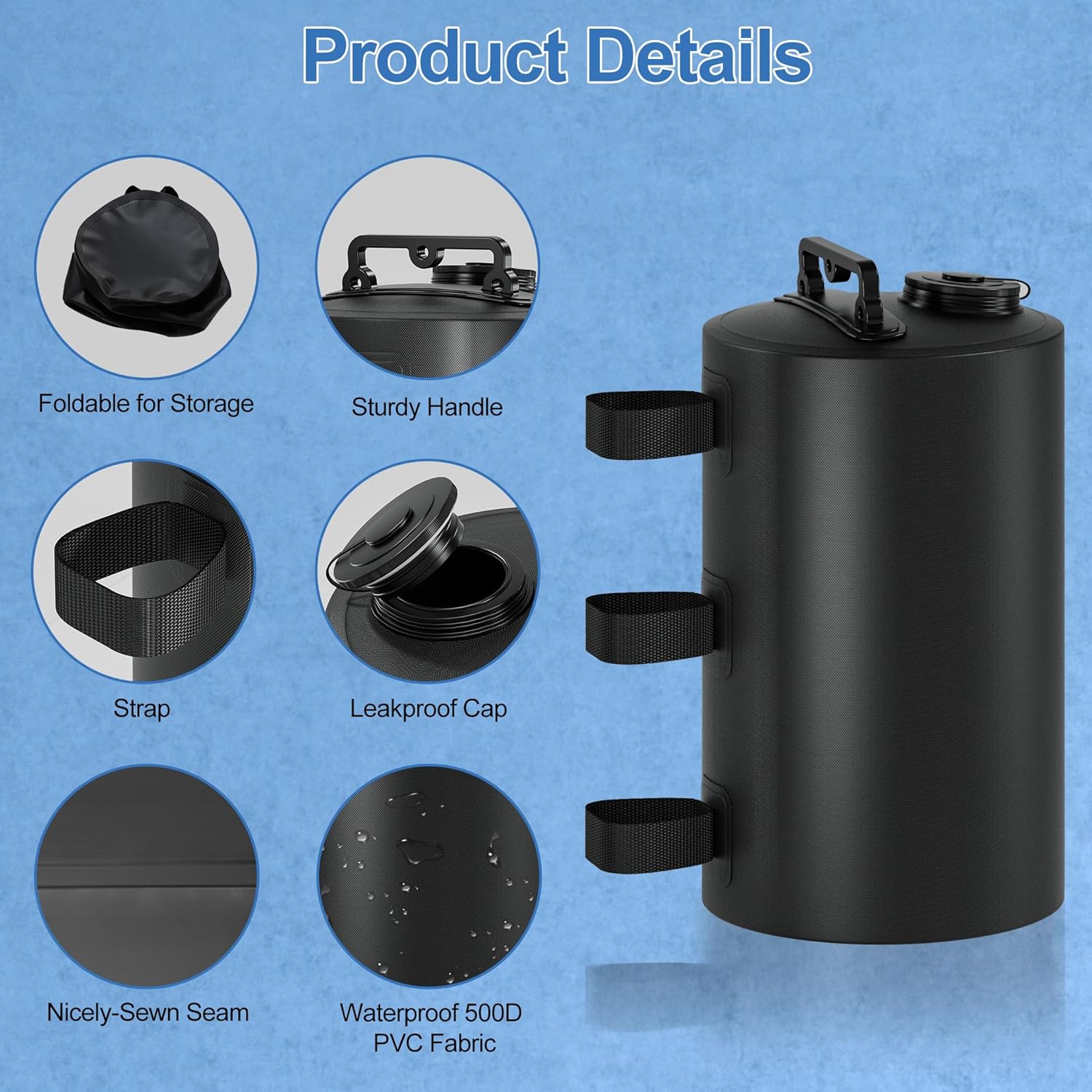 Gazebo Hydration Bag 88 lbs - Portable 10L Windproof Hydration Bag for Pop-up Tents - Awnings - Gazebos - Heavy Sand Weights - 4-Pack.