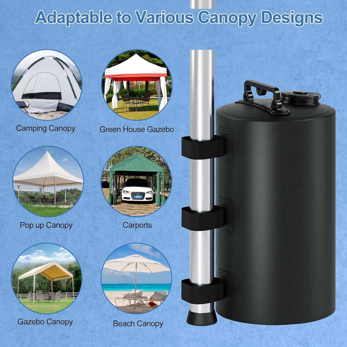 Gazebo Hydration Bag 88 lbs - Portable 10L Windproof Hydration Bag for Pop-up Tents - Awnings - Gazebos - Heavy Sand Weights - 4-Pack.