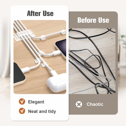 70 self-adhesive cable clips - 50 small + 20 large self-adhesive cable organizers - plastic cable organizer clips for organizing cables on the wall - on the desk and in the home office (clear).