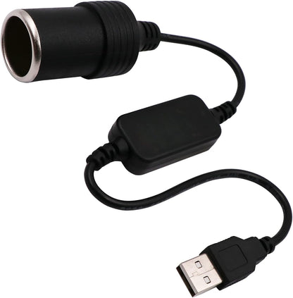 USB A male to 12V car cigarette lighter female adapter cable (max. 8W).