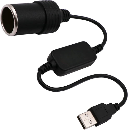 USB A male to 12V car cigarette lighter female adapter cable (max. 8W).