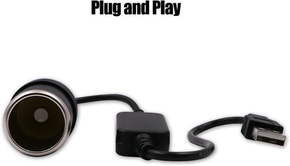 USB A male to 12V car cigarette lighter female adapter cable (max. 8W).
