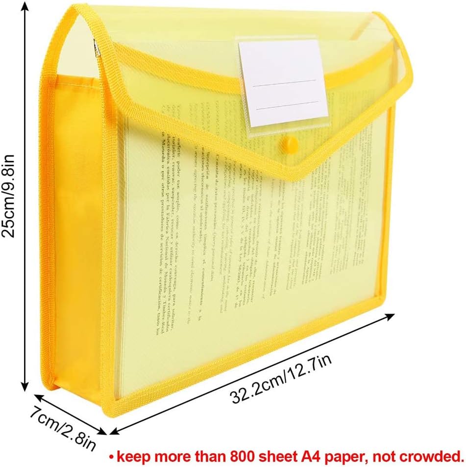 A4 plastic wallet - set of 5 popper wallets plastic folders premium pocket map envelopes for school office home with press stud closure - large capacity