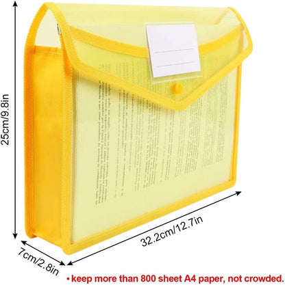 A4 plastic wallet - set of 5 popper wallets plastic folders premium pocket map envelopes for school office home with press stud closure - large capacity