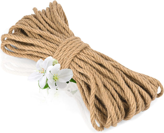 10m jute rope - 8mm thick jute rope - naturally braided jute garden rope for cat scratching post rope - gardening - camping - decoration - gift wrapping and craft decoration (brown).